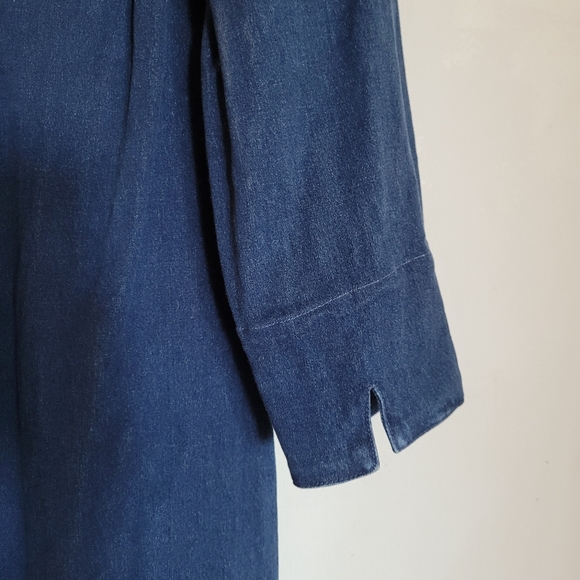 Vintage 80s Button-down Long Sleeved Denim Midi Dress blue size medium - Picture 7 of 10